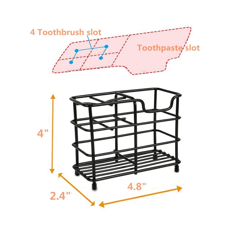 Wbbog Toothbrush Holder for Bathrooms  Stainless Steel Bathroom Black Toothbrush and Toothpaste Holder - Image 4